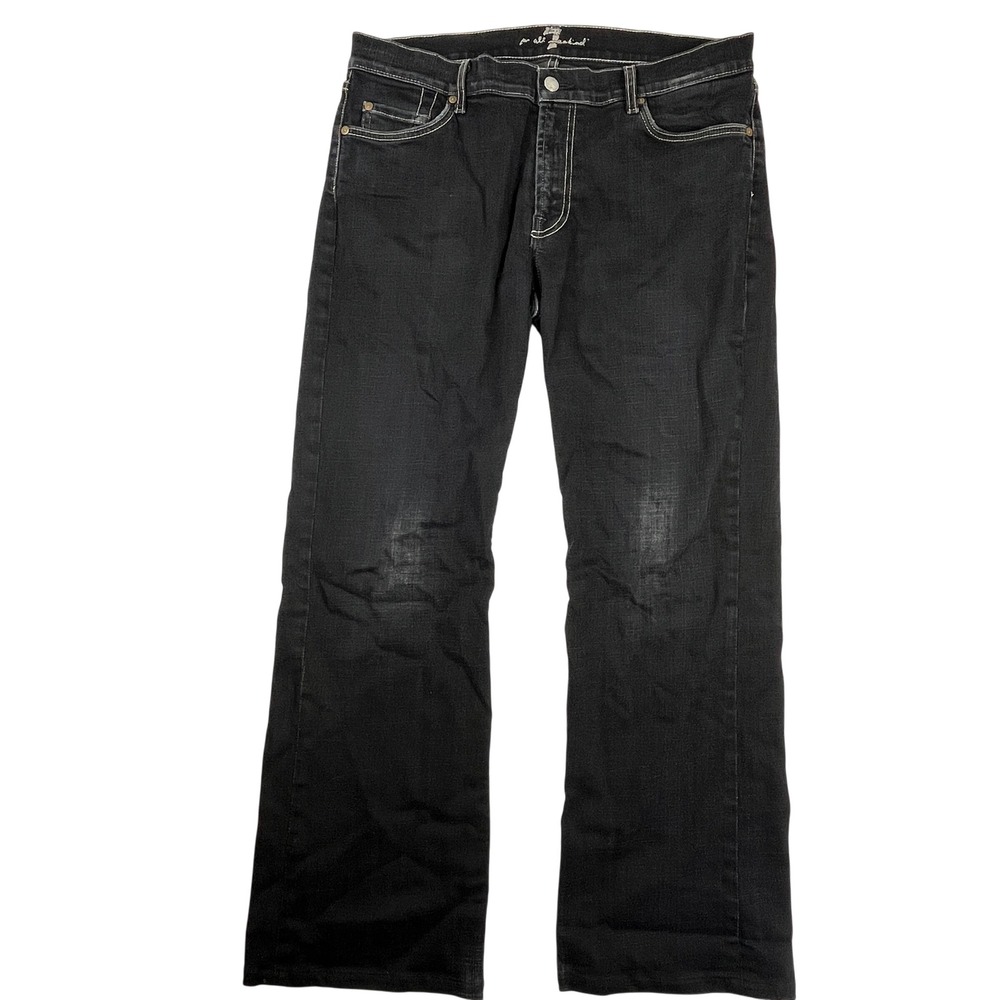 7 For All Mankind Men's The Straight Jeans Vintage USA Made Black Faded 36x30